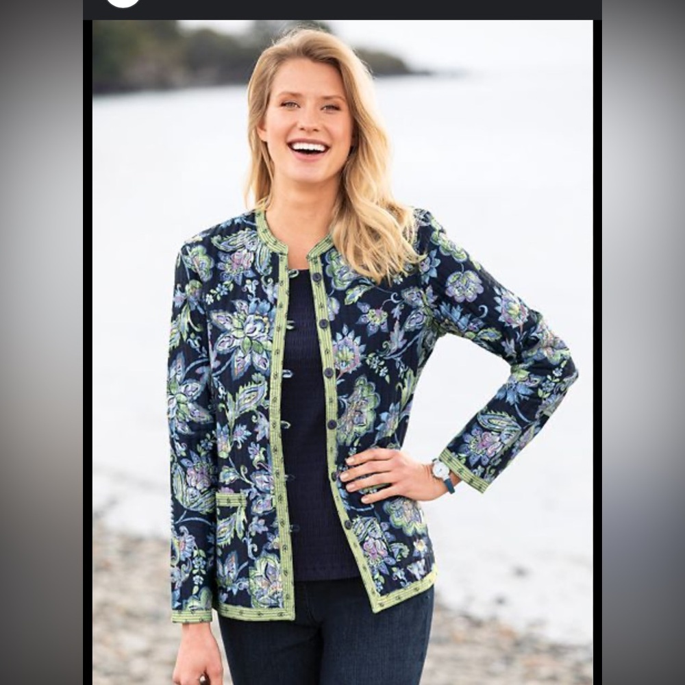 Appleseed’s Quilted Floral Women's Jacket Floral Reversible Size Small Medium!